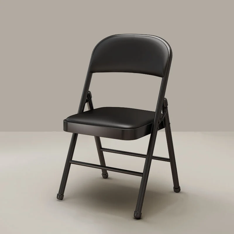 Modern Simplicity Arc Steel Pipe PU Leather Sponge Foldable Desk Chair Backrest Armless For Home Office