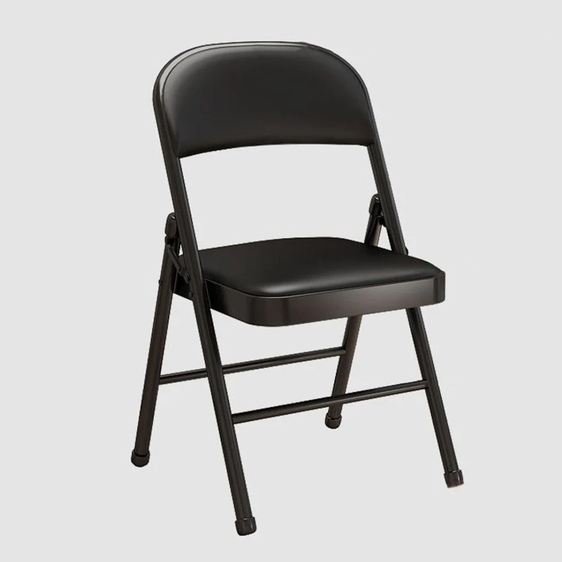 Modern Simplicity Arc Steel Pipe PU Leather Sponge Foldable Desk Chair Backrest Armless For Home Office