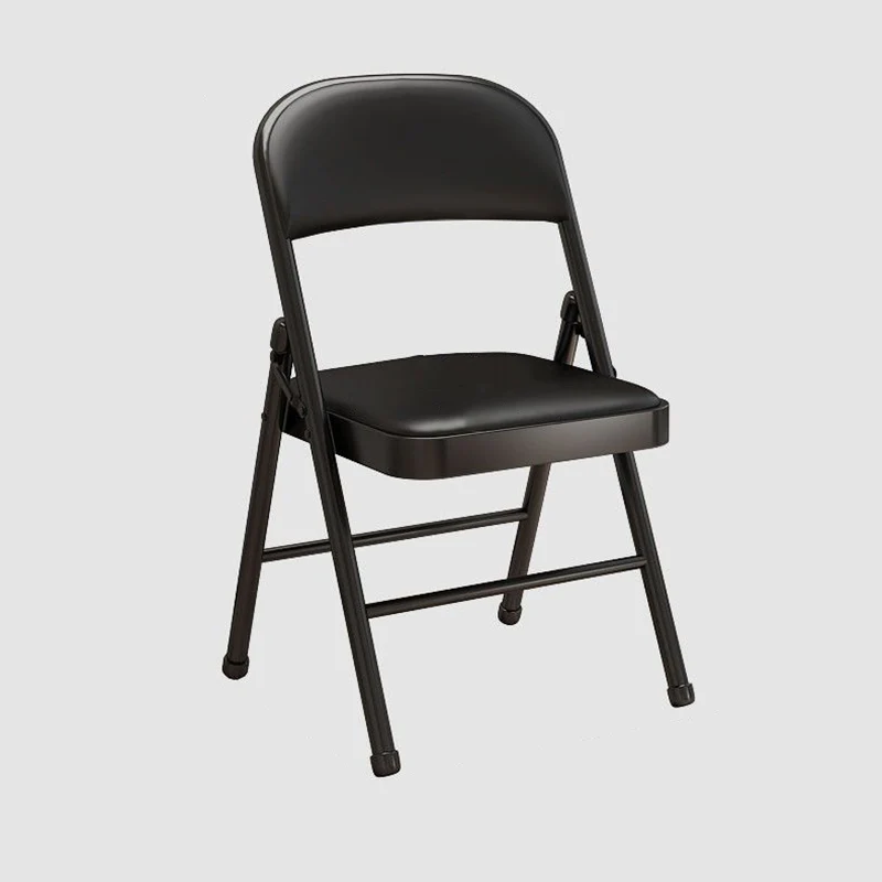 Modern Simplicity Arc Steel Pipe PU Leather Sponge Foldable Desk Chair Backrest Armless For Home Office