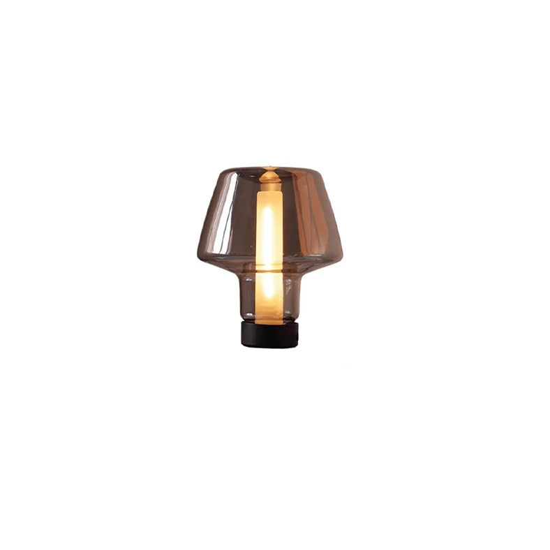 Modern Minimalist Mushroom Trapezoid Hardware Glass 1-Light Table Lamp For Bedroom