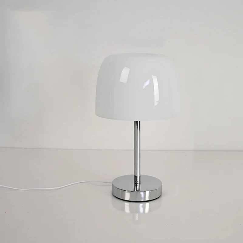 Modern Minimalist Mushroom Cylinder Glass Iron LED Table Lamp For Bedroom