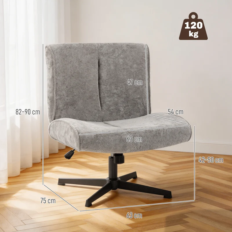 Poltrona de Lounge Estofada Cadeira de Destaque Giratória em Veludo com Regulagem de Altura para Sala de Estar Escritório Cinza