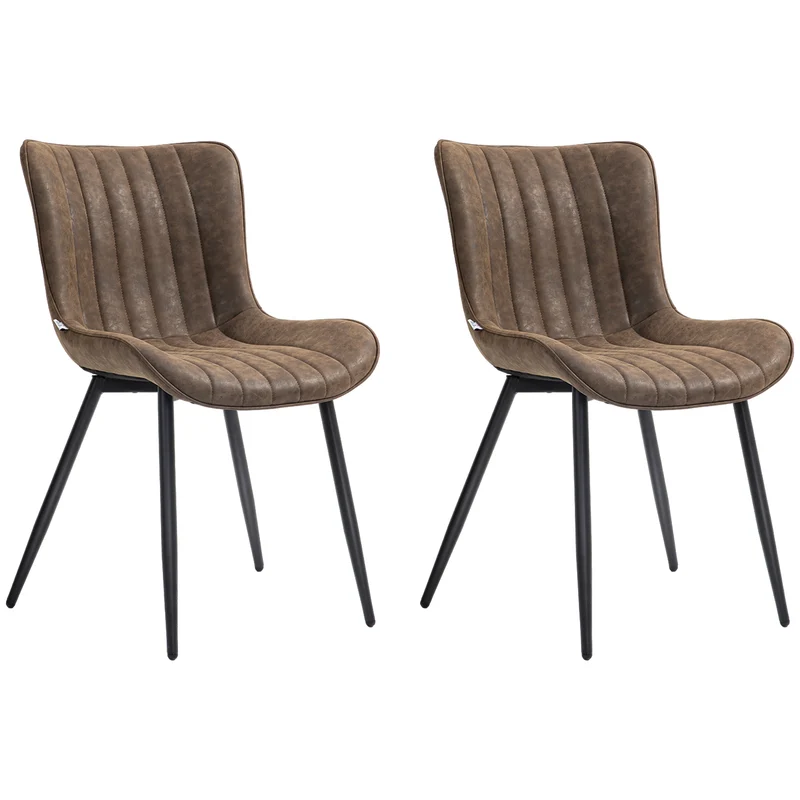 Conjunto de 2 Cadeiras de Sala de Jantar estilo Moderno e Estofado para Sala de Estar Sala de Jantar Quarto Marrom