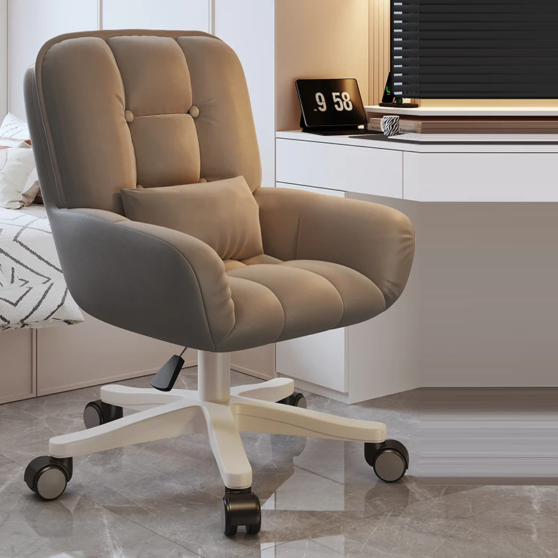 Modern Minimalist Velvet PU Leather & Nylon Square Desk Chair With Adjustable Height For Home Office