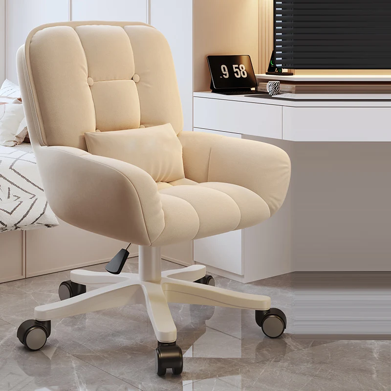 Modern Minimalist Velvet PU Leather & Nylon Square Desk Chair With Adjustable Height For Home Office