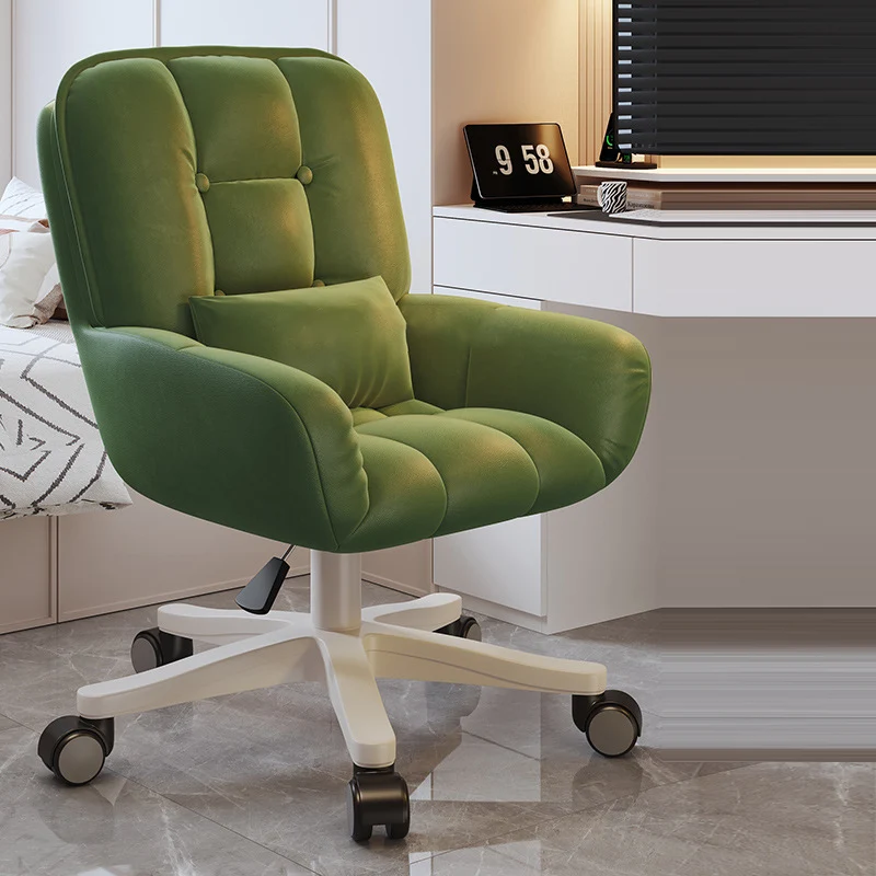 Modern Minimalist Velvet PU Leather & Nylon Square Desk Chair With Adjustable Height For Home Office