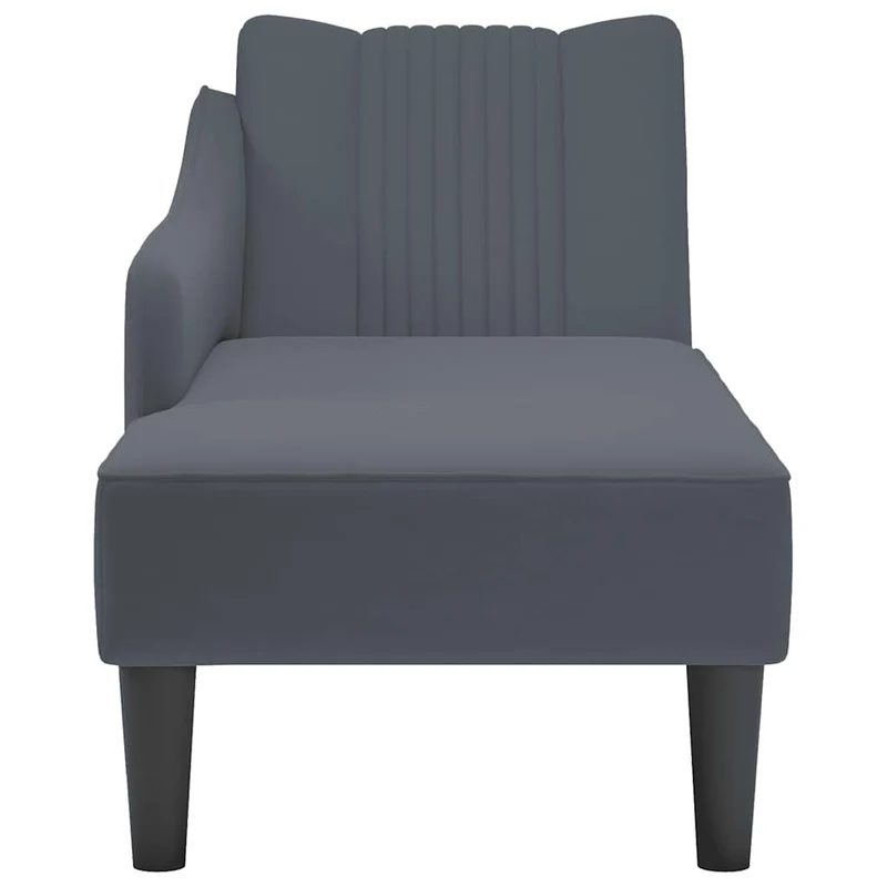 Chaise Lounge com apoio de braço direito veludo cinzento escuro