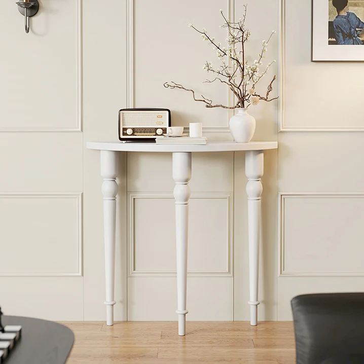 Traditional French Pine Wood Roman Column Half-Round Console Table With Symmetrical Design For Entryway