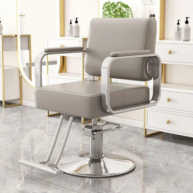 Modern Minimalist Stainless Steel Iron Electroplated Silver Faux Nappa Leather Sponge Chair Backrest Armrest Swivel For Living Room