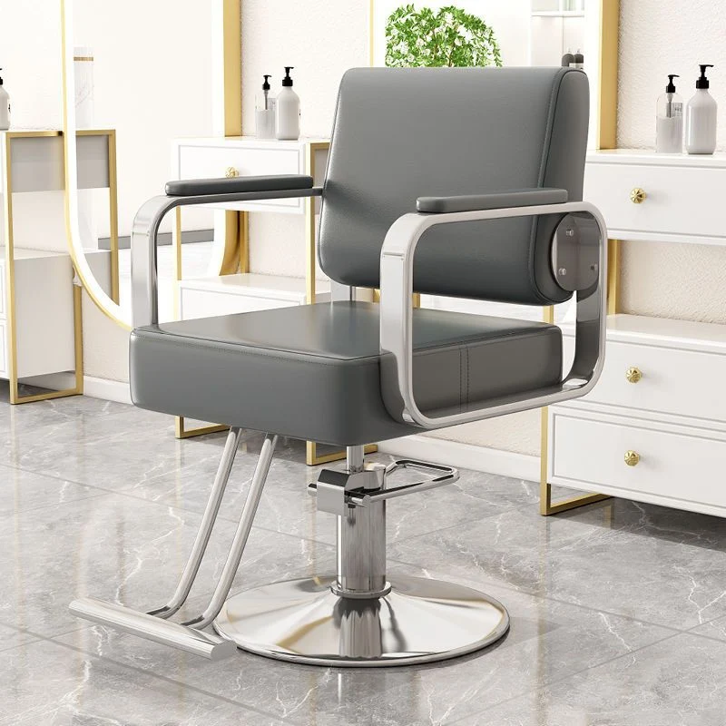 Modern Minimalist Stainless Steel Iron Electroplated Silver Faux Nappa Leather Sponge Chair Backrest Armrest Swivel For Living Room