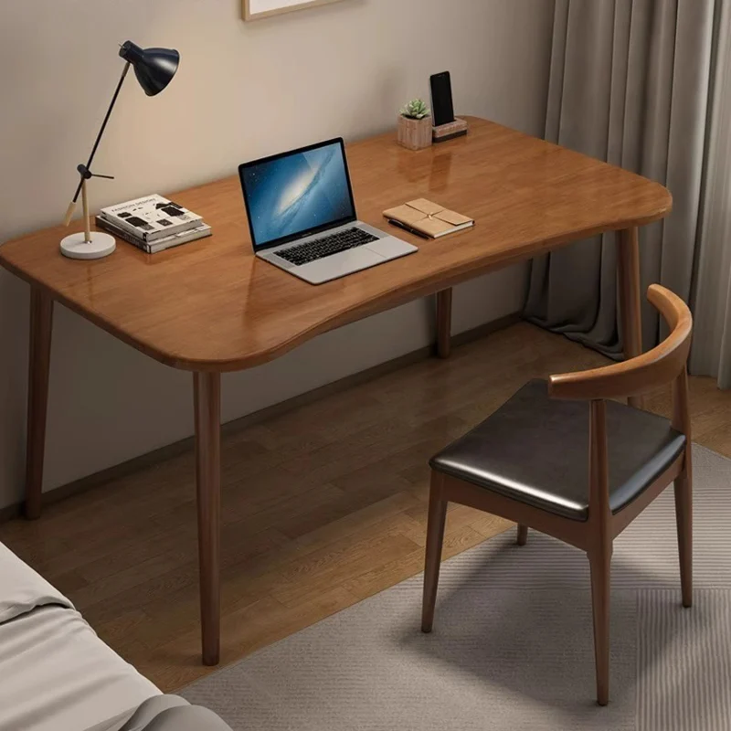 Modern Minimalist Rectangular Rubberwood Desks 4- Leg For Home Office