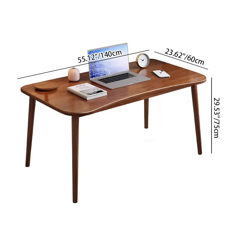 Modern Minimalist Rectangular Rubberwood Desks 4- Leg For Home Office