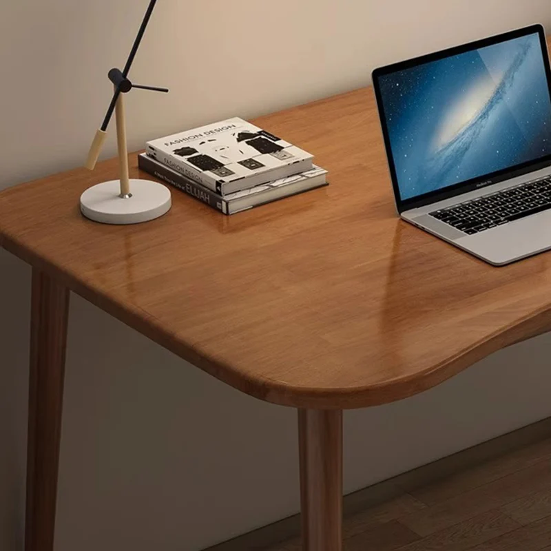 Modern Minimalist Rectangular Rubberwood Desks 4- Leg For Home Office