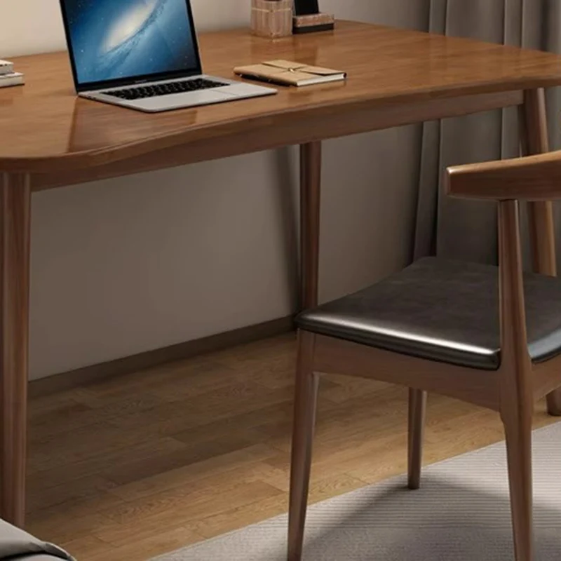 Modern Minimalist Rectangular Rubberwood Desks 4- Leg For Home Office