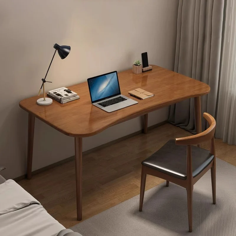 Modern Minimalist Rectangular Rubberwood Desks 4- Leg For Home Office