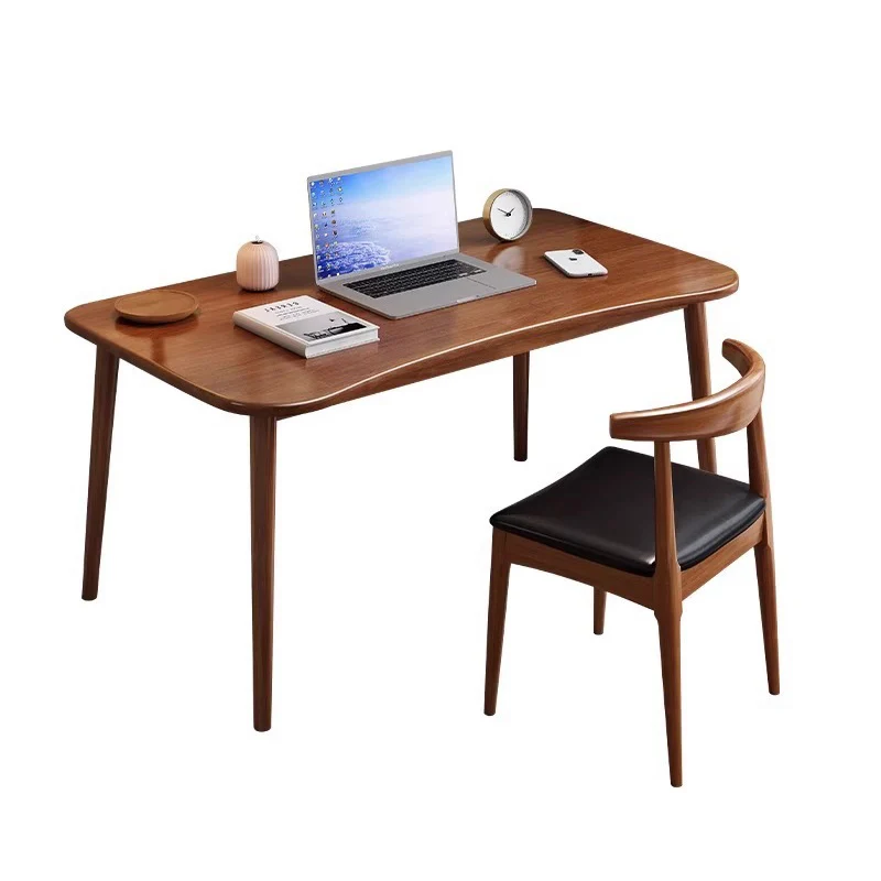 Modern Minimalist Rectangular Rubberwood Desks 4- Leg For Home Office