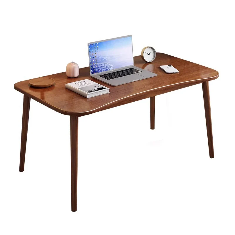 Modern Minimalist Rectangular Rubberwood Desks 4- Leg For Home Office