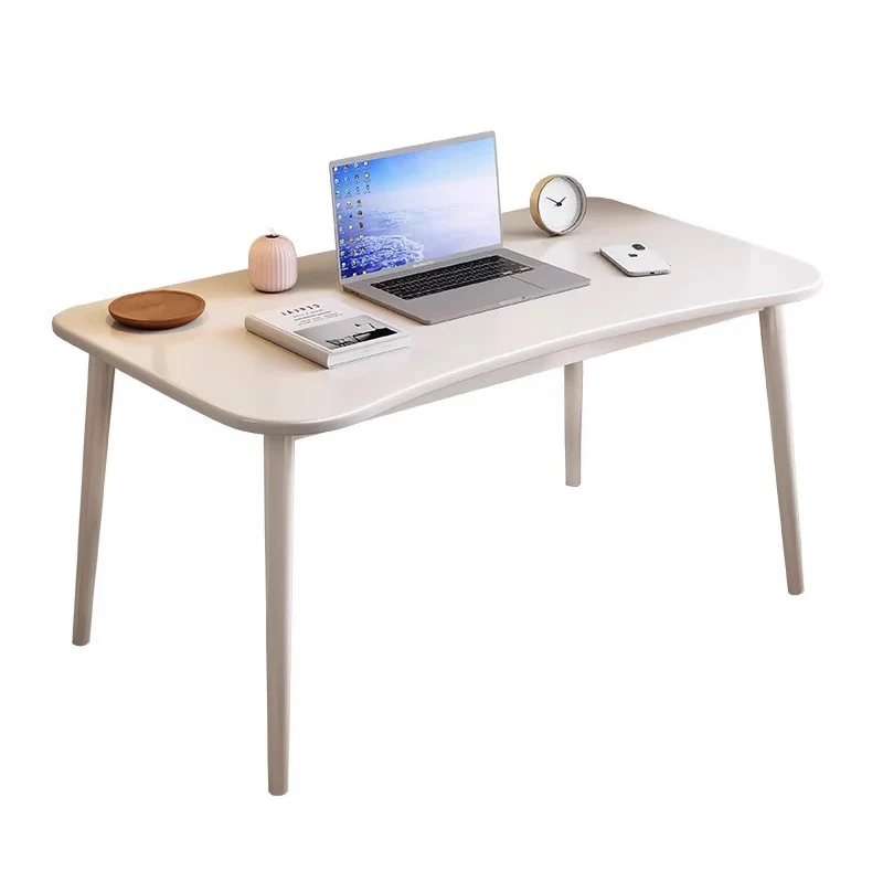 Modern Minimalist Rectangular Rubberwood Desks 4- Leg For Home Office