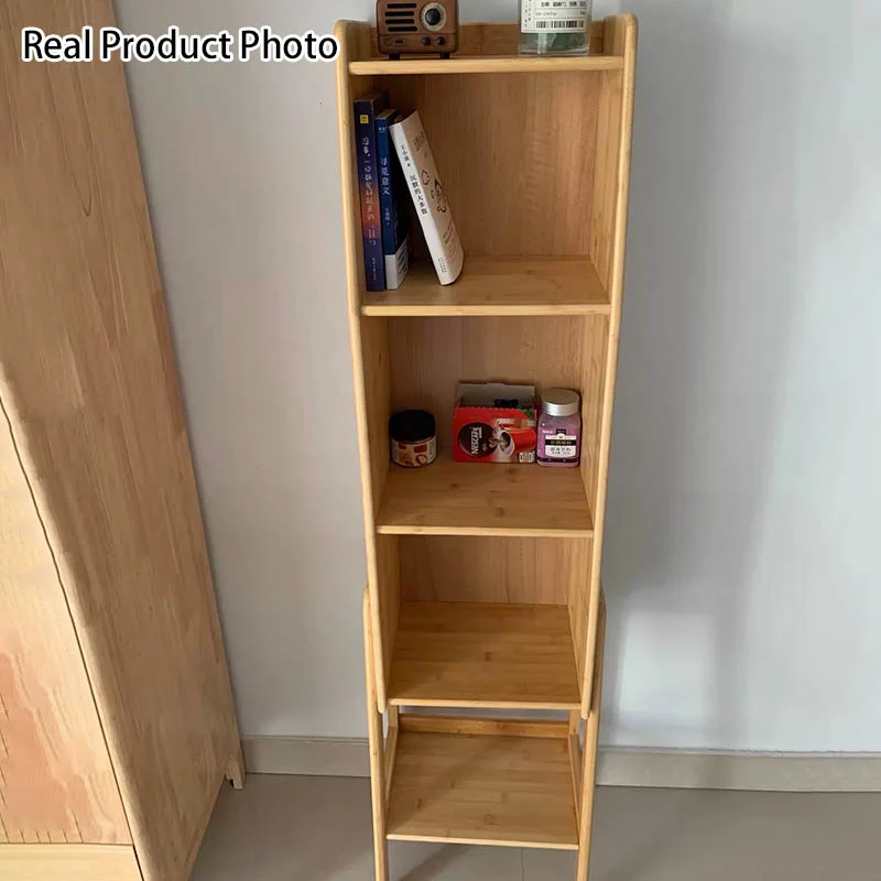 Modern Minimalist Rectangular Bamboo Bookshelf 3/4/5-Tier For Living Room