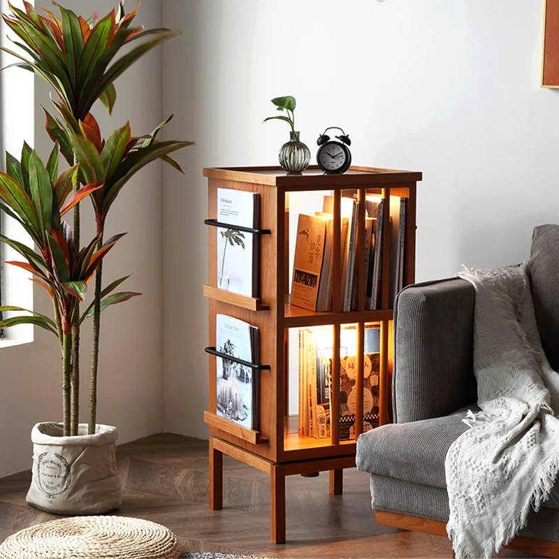 Contemporary Scandinavian Pine Cherrywood Rectangular Bookshelves 3-Tier For Home Office