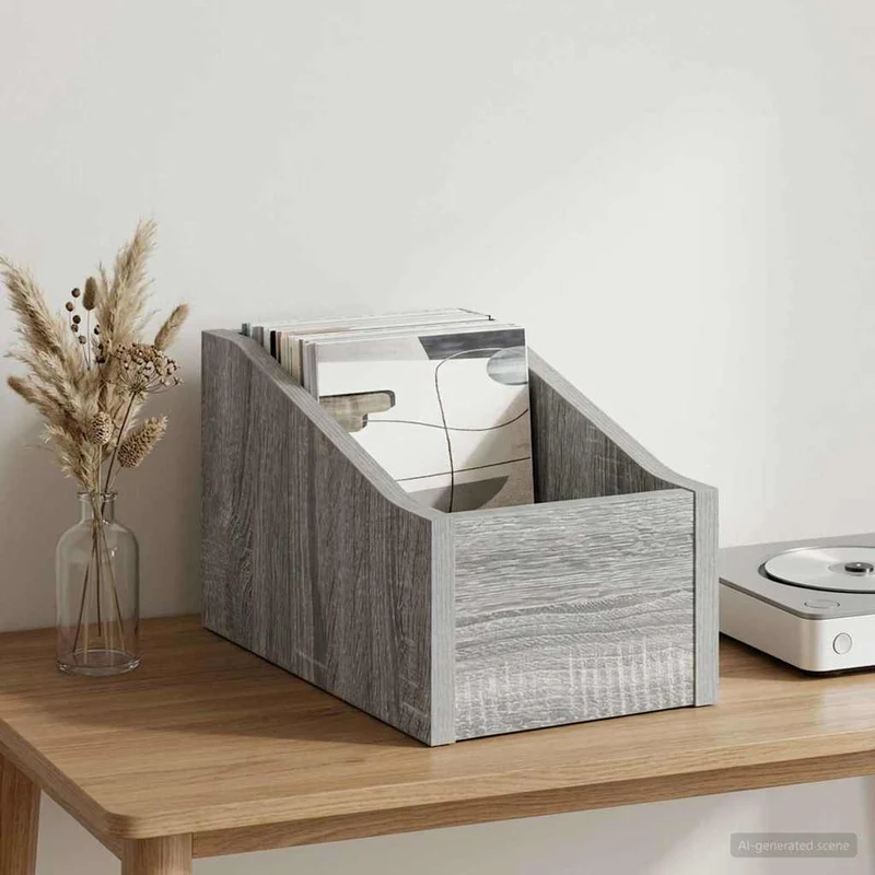 Caixa de Discos LP Sonoma cinzento 18 x 32 x 18 cm