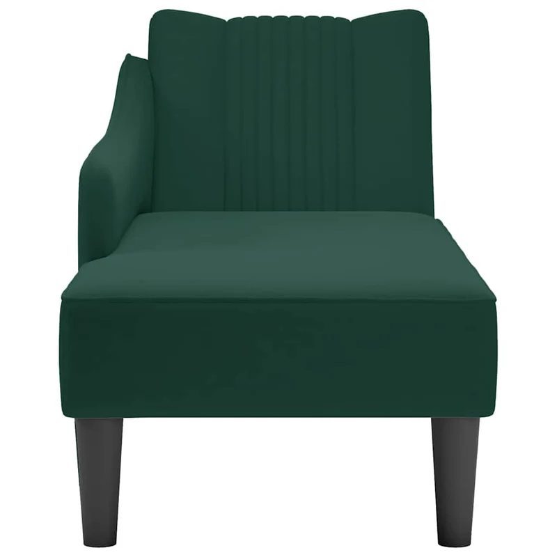 Chaise-longue com apoio de braço direito veludo verde escuro