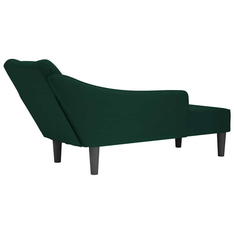 Chaise-longue com apoio de braço direito veludo verde escuro