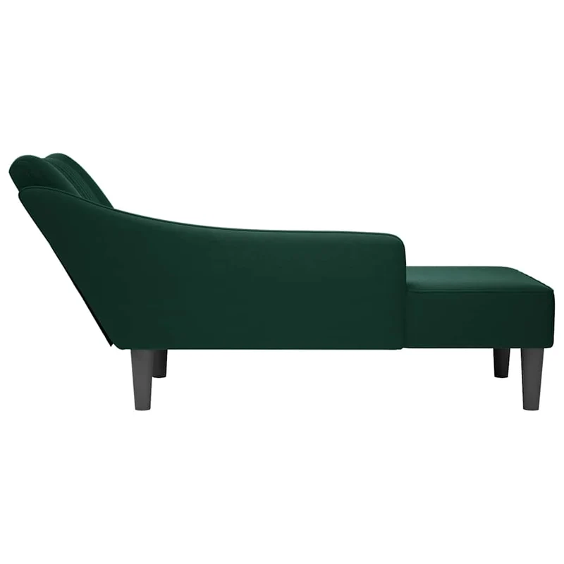 Chaise-longue com apoio de braço direito veludo verde escuro