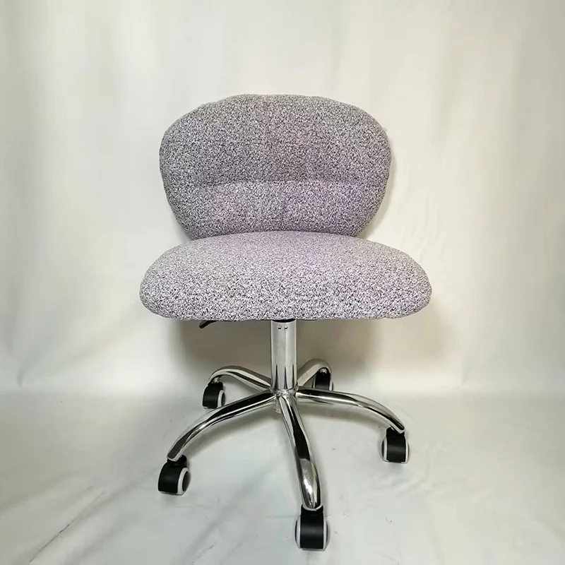 Modern Minimalist Cotton Velvet Plywood Carbon Steel Rounded Desk Chair With Backrest For Home Office