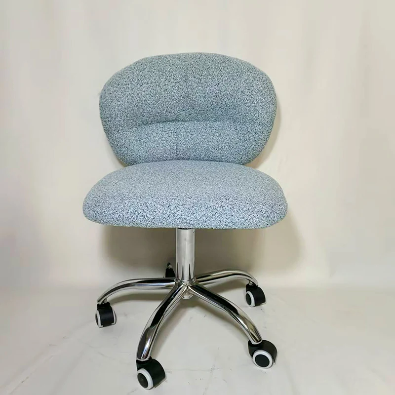 Modern Minimalist Cotton Velvet Plywood Carbon Steel Rounded Desk Chair With Backrest For Home Office