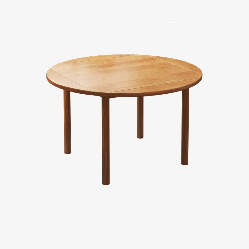 Modern Minimalist Round Square Solid Wood Foldable Dining Table & Chair Set For 4 Seats