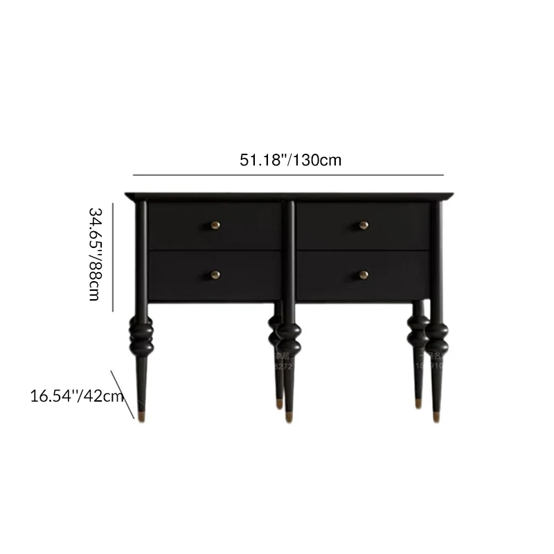 Modern Mid-Century Rectangular Solid Wood & Plywood Storage Cabinet 4/6-Drawer For Living Room