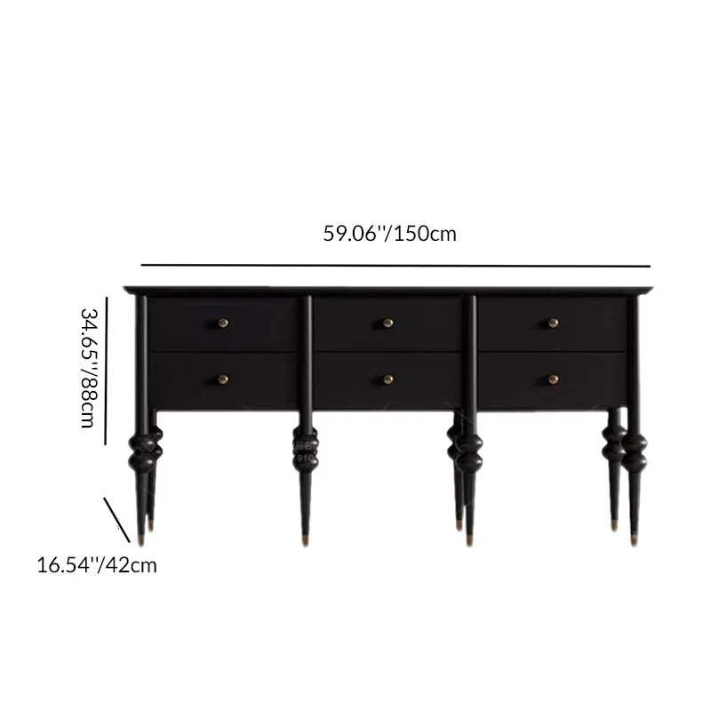 Modern Mid-Century Rectangular Solid Wood & Plywood Storage Cabinet 4/6-Drawer For Living Room
