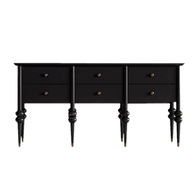 Modern Mid-Century Rectangular Solid Wood & Plywood Storage Cabinet 4/6-Drawer For Living Room