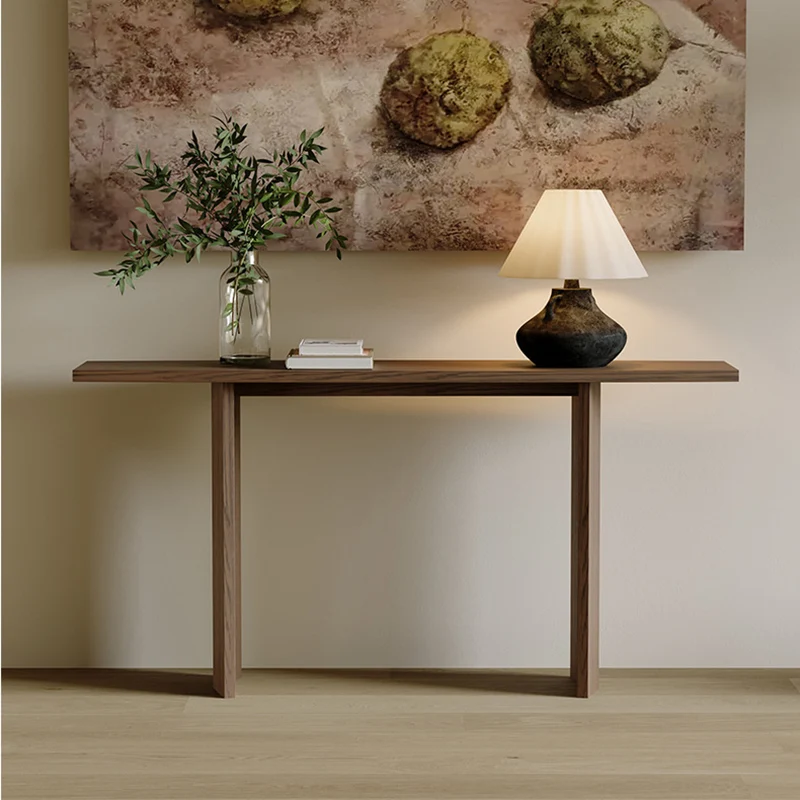 Modern Minimalist Rectangular Pine Wood Ash Wood Console Table 1-Tier For Entryway