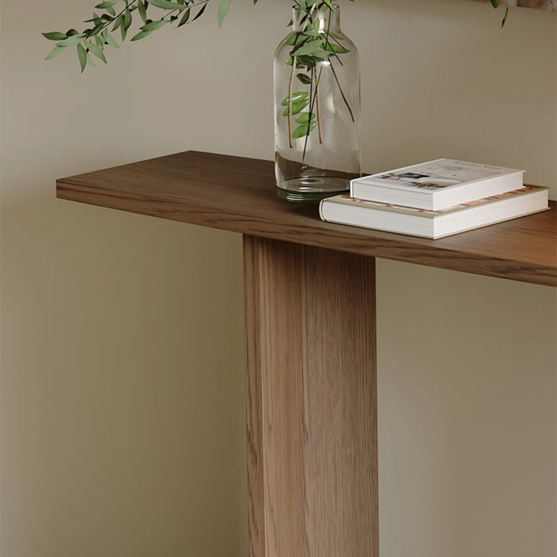Modern Minimalist Rectangular Pine Wood Ash Wood Console Table 1-Tier For Entryway