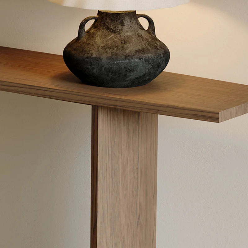 Modern Minimalist Rectangular Pine Wood Ash Wood Console Table 1-Tier For Entryway