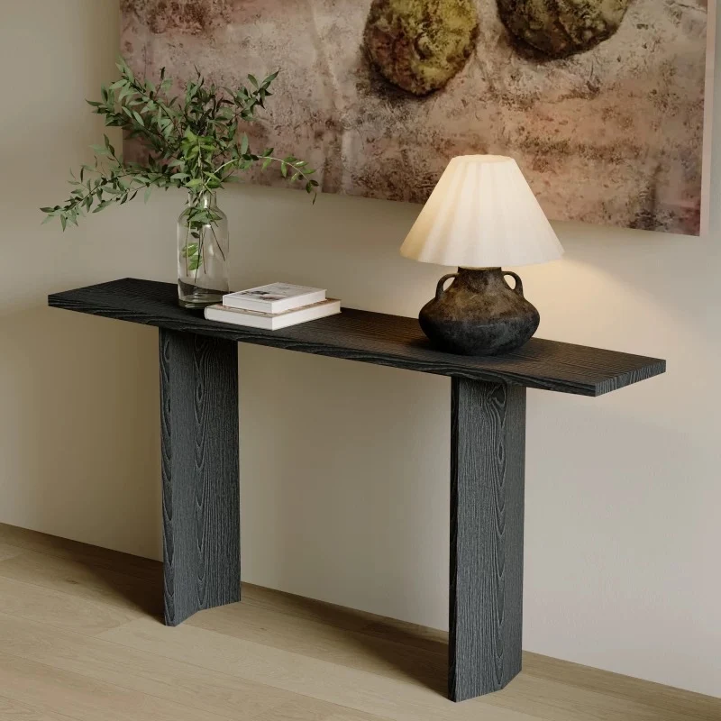 Modern Minimalist Rectangular Pine Wood Ash Wood Console Table 1-Tier For Entryway