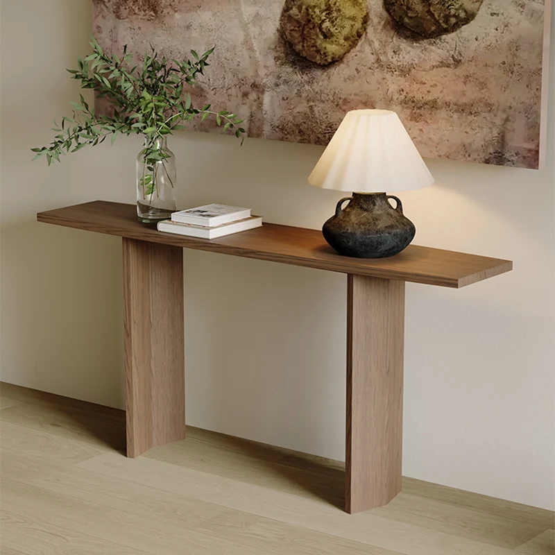 Modern Minimalist Rectangular Pine Wood Ash Wood Console Table 1-Tier For Entryway