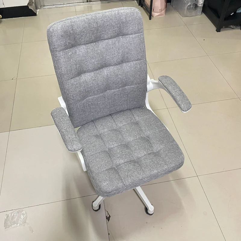 Modern Minimalist Linen MDF Plastic Metal Mid-Back Swivel Height Adjustable Desk Chair Backrest Armrest For Home Office