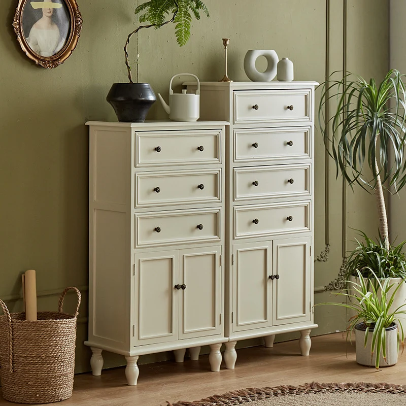 Modern Minimalist Solid Wood Rectangular Storage Cabinet 3/4-Drawer For Living Room