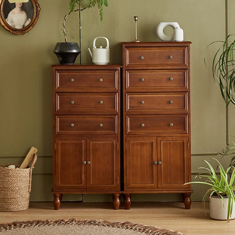 Modern Minimalist Solid Wood Rectangular Storage Cabinet 3/4-Drawer For Living Room