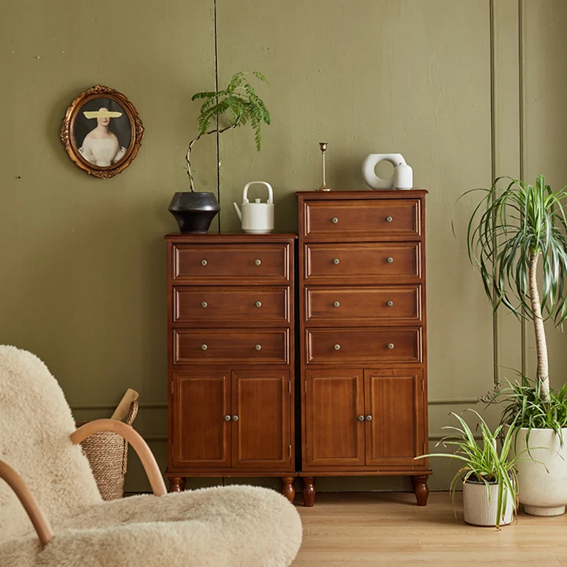 Modern Minimalist Solid Wood Rectangular Storage Cabinet 3/4-Drawer For Living Room