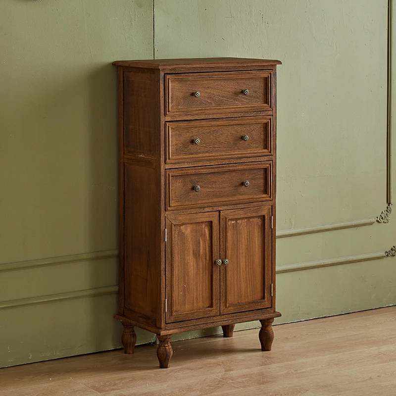 Modern Minimalist Solid Wood Rectangular Storage Cabinet 3/4-Drawer For Living Room