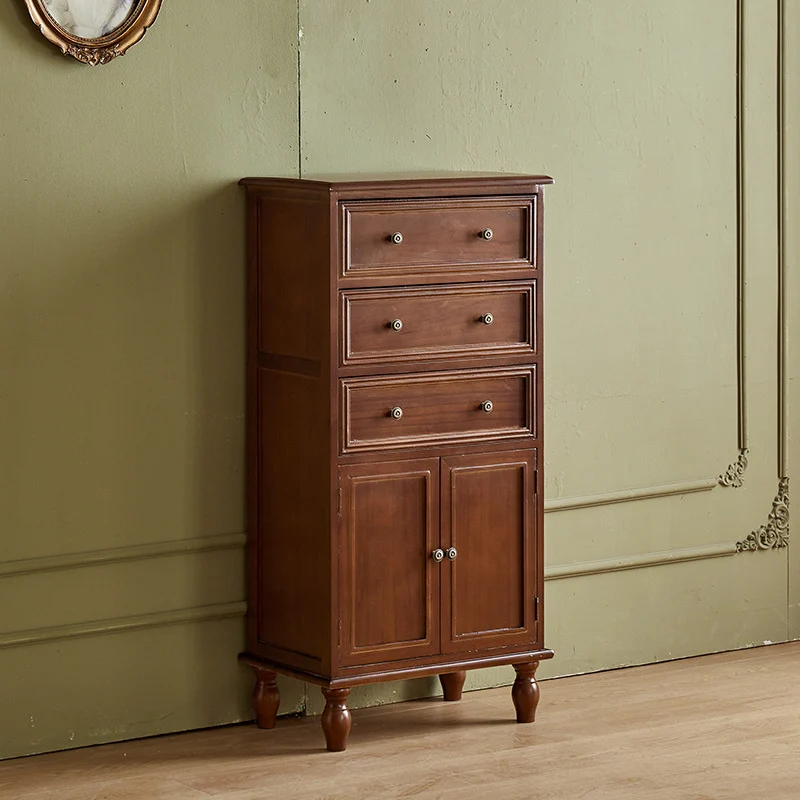 Modern Minimalist Solid Wood Rectangular Storage Cabinet 3/4-Drawer For Living Room