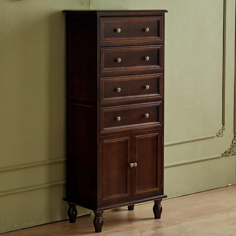 Modern Minimalist Solid Wood Rectangular Storage Cabinet 3/4-Drawer For Living Room