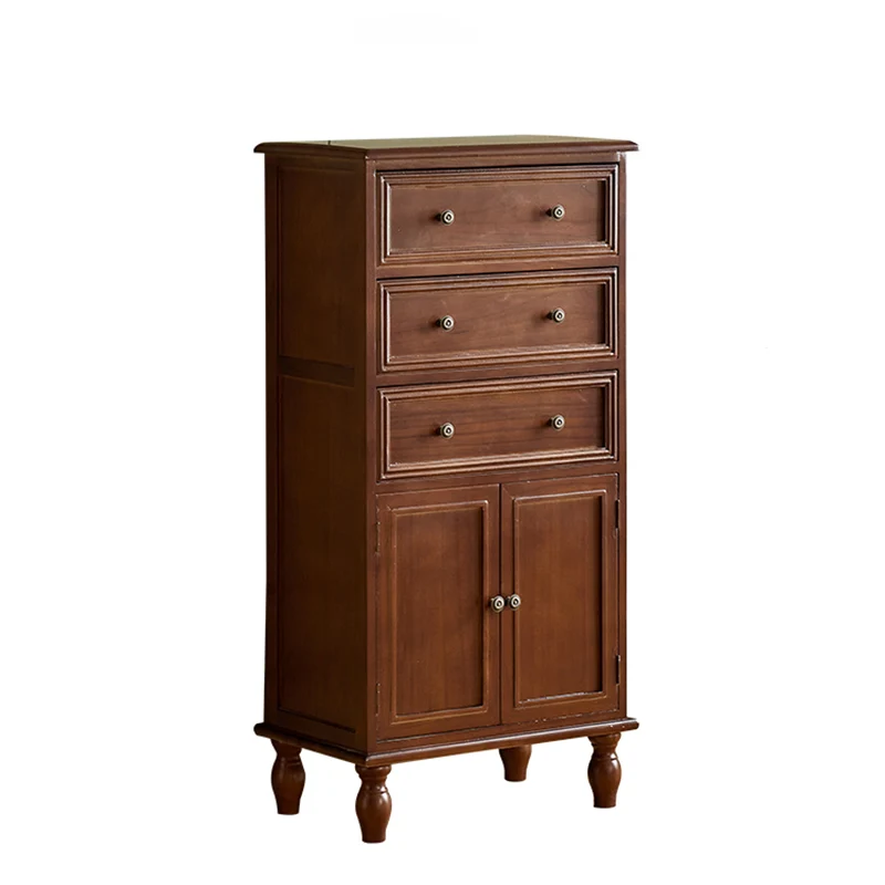 Modern Minimalist Solid Wood Rectangular Storage Cabinet 3/4-Drawer For Living Room