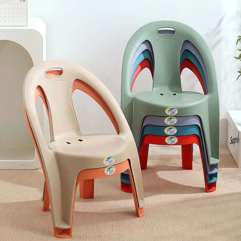 Modern Minimalist Round PP Stackable Backrest Armrest Kids Chair For Living Room