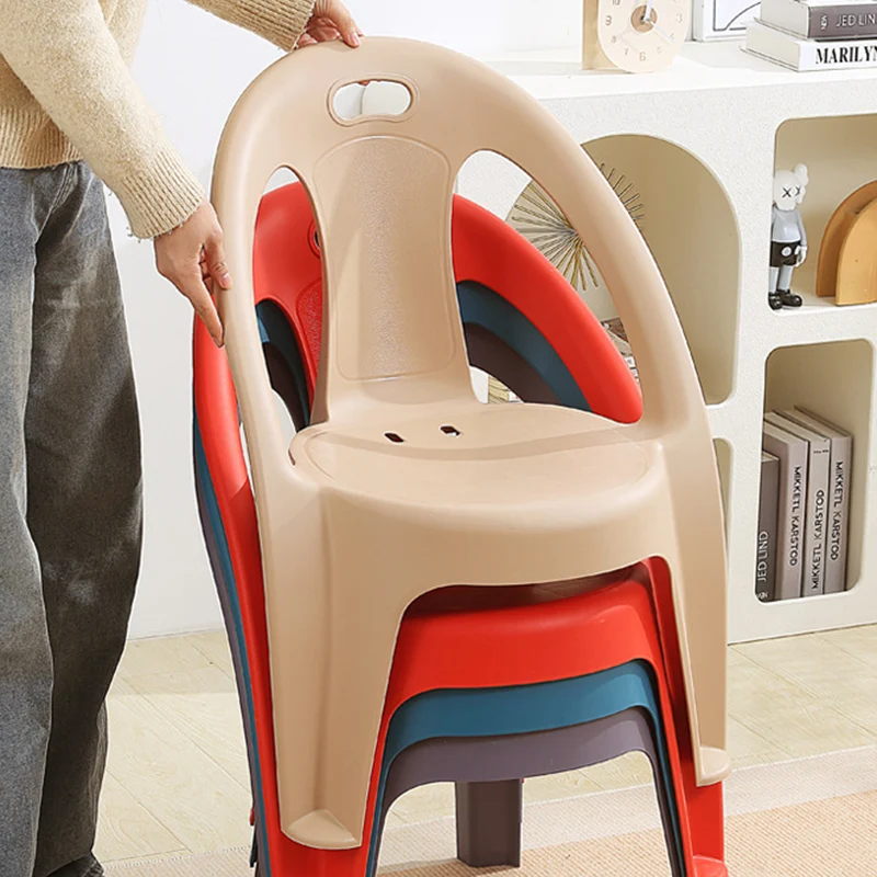Modern Minimalist Round PP Stackable Backrest Armrest Kids Chair For Living Room