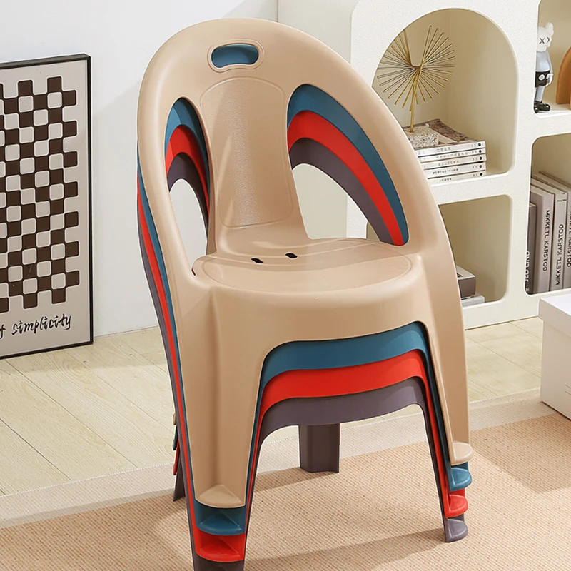 Modern Minimalist Round PP Stackable Backrest Armrest Kids Chair For Living Room